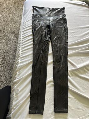 SPANX Black Faux Leather High-Waist Jeggings